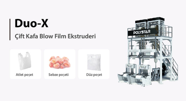 Çift kafa mono blown film ekstruderi